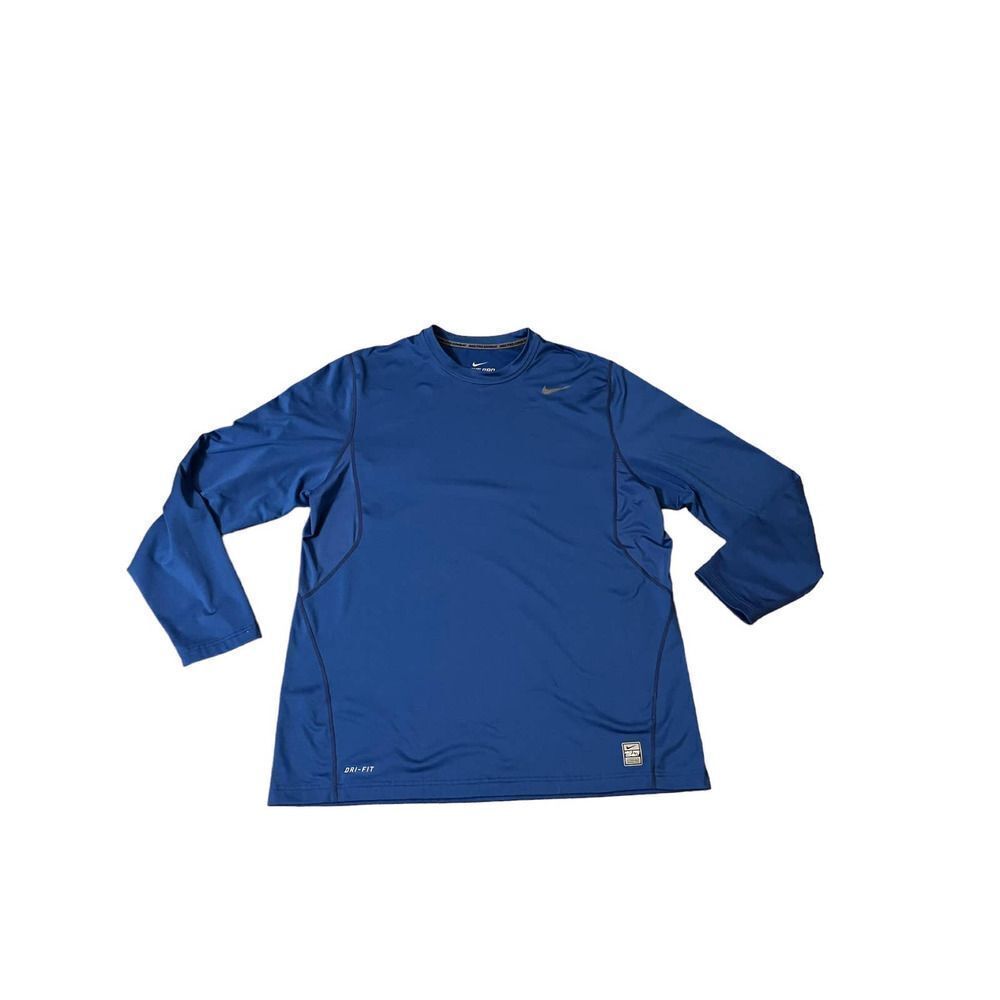 Nike Pro-Combat Dri-Fitted Blue Mens 2XL Crew Neck Shirt in good condition.